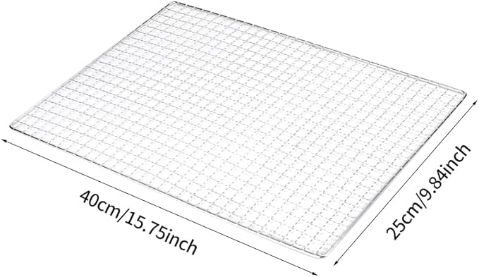 Stainless Steel Mesh BBQ Grill Grate Grid Wire Rack Cooking Replacement Net, Reusable Non-Stick BBQ Rack Cross Wire Grill Mat for Home Party Camping Barbecue Outdoor Picnic(Size:25x40cm)