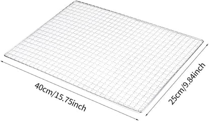 Stainless Steel Mesh BBQ Grill Grate Grid Wire Rack Cooking Replacement Net, Reusable Non-Stick BBQ Rack Cross Wire Grill Mat for Home Party Camping Barbecue Outdoor Picnic(Size:25x40cm)