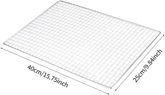 Stainless Steel Mesh BBQ Grill Grate Grid Wire Rack Cooking Replacement Net, Reusable Non-Stick BBQ Rack Cross Wire Grill Mat for Home Party Camping Barbecue Outdoor Picnic(Size:25x40cm)