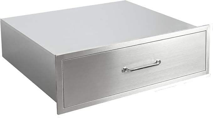 GarveeTech Outdoor Kitchen Drawers, 30x10 in Stainless Steel BBQ Drawer, Flush Mount Built-in Drawer for Outdoor Kitchen Island & BBQ Islands, Silent, Fully Assembled, 30 in W x 23 in D x 10 in H