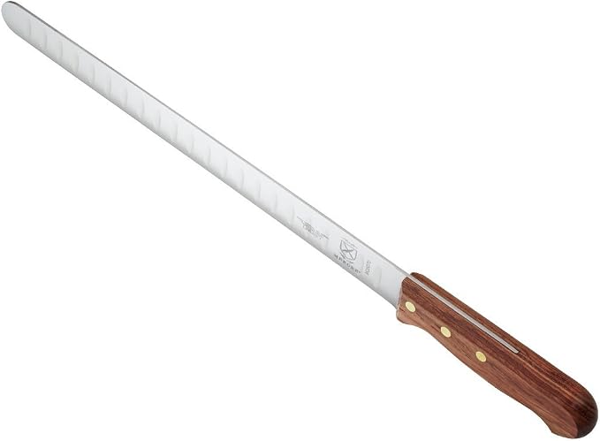 Mercer Culinary Praxis Granton Edge Slicer with Rosewood Handle, 12 Inch, Wood