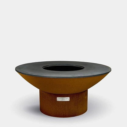 Arteflame 40" Flat-Top Griddle + Fire Pit Grill — Corten Steel — 1/2" Carbon-Steel Cooktop — Wood or Charcoal — Made in USA (Low Round Base)