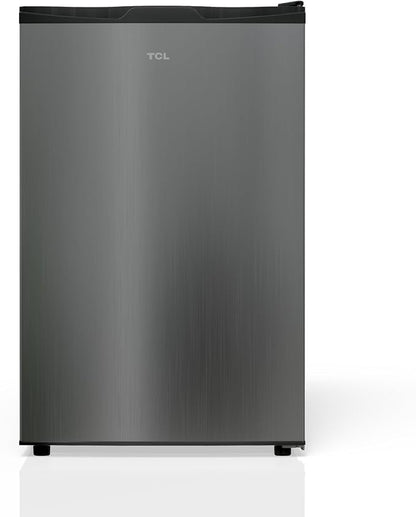 TCL 4.5 Cu. Ft. Compact Single Door Refrigerator, Small, Silver | 4.5-Cu. Ft. Compact Single Door Refrigerator, Silver, No Freezer, for Bedroom, Dorm, Office, Kitchen