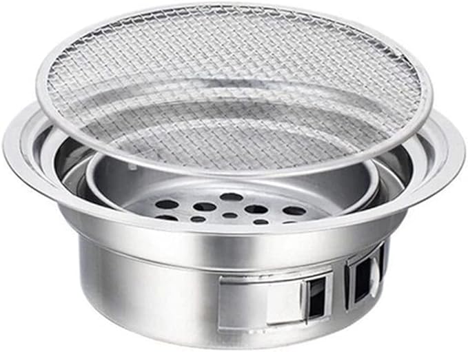 Stainless Steel Charcoal Barbecue Grill Korean Non-stick Barbecue Grills Portable Outdoor Bbq Grill Round Carbon Barbecue Stove(D)