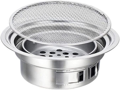 Stainless Steel Charcoal Barbecue Grill Korean Non-stick Barbecue Grills Portable Outdoor Bbq Grill Round Carbon Barbecue Stove(D)