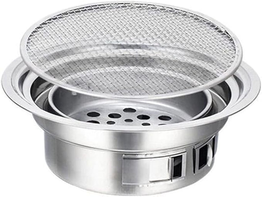 Stainless Steel Charcoal Barbecue Grill Korean Non-stick Barbecue Grills Portable Outdoor Bbq Grill Round Carbon Barbecue Stove(D)