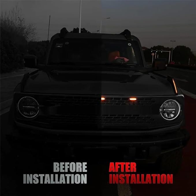Grille Lights for Ford for Bronco 2021 2022 2023 2/4-Door Black Grille Lamps Kit Bronco Accessories
