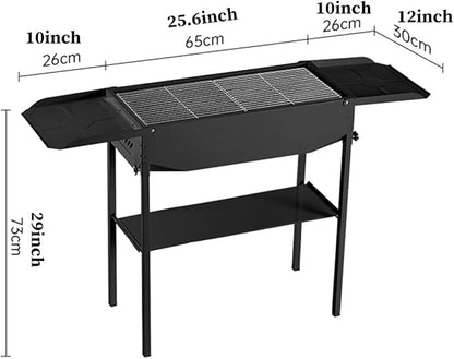 GIZNXBA Portable Charcoal Grill Foldable, Portable BBQ Charcoal Grill with Shelf, BBQ Lamb Skewer Folded Camping Barbecue Grill for Garden Backyard Party Picnic Travel Outdoor(Color:/Beige)