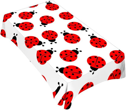 TKS MITLAN Tablecloth Red Ladybug Table Cloth Rectangle Table 60 x 84 Inch Cute Round Dots Skin Fun Cartoon Kitchen Decorations for Home Dinner Party