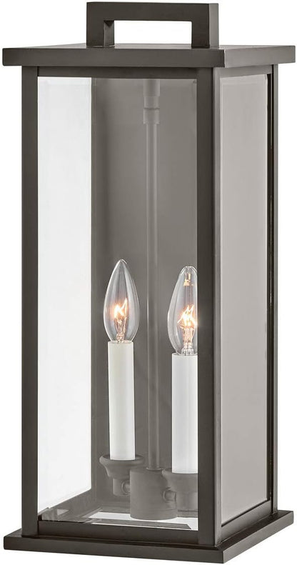 Hinkley Weymouth 20014OZ Medium Outdoor Wall Mount Lantern, Traditional Federal Style, Aluminum Cast Frame, Oil Rubbed Bronze