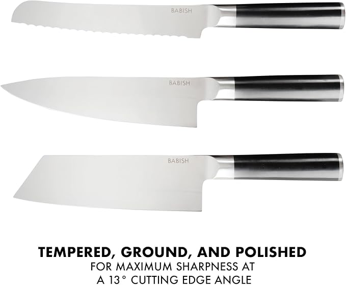 Babish 14-Piece Full Tang Forged Kitchen Knife Set – High-Carbon 1.4116 German Steel Cutlery with Protective Sheaths – Professional Chef Knife Set