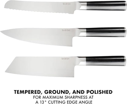 Babish 14-Piece Full Tang Forged Kitchen Knife Set – High-Carbon 1.4116 German Steel Cutlery with Protective Sheaths – Professional Chef Knife Set