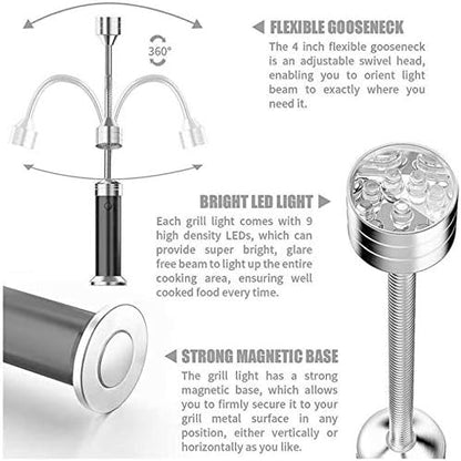 LED Barbecue Light, with Magnet, Flexible Hose Charging Maintenance Work Light for Barbecue Camping with Magnetic Base, Barbecue Light with gooseneck