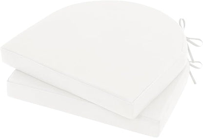 Topotdor Outdoor Chair Cushions Set of 2, 17"x16"x2" Waterproof Patio Chair Cushions for Outdoor Furniture, Round Corner Outdoor Seat Chair Pads with Ties for Patio Garden Dining Office, White