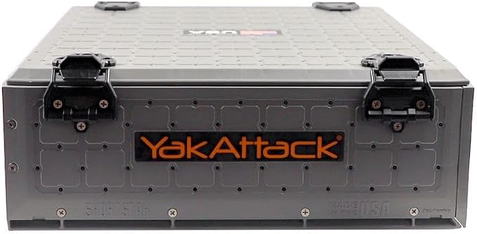YakAttack ShortStak Solo Storage Box - Size & Color Options | Standalone Low-Profile Crate with Lid, Hinges & Latches | GridLoc Mounting Panels | Slider Feet for Under-Seat Use | Made in USA