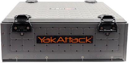 YakAttack ShortStak Solo Storage Box - Size & Color Options | Standalone Low-Profile Crate with Lid, Hinges & Latches | GridLoc Mounting Panels | Slider Feet for Under-Seat Use | Made in USA