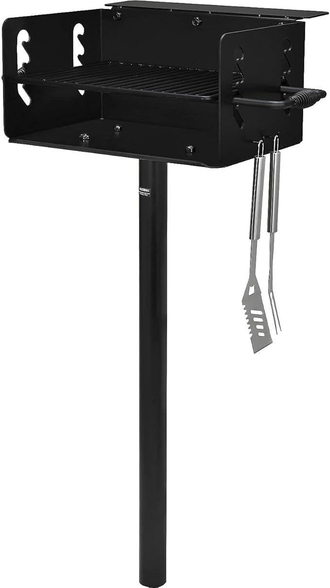 Global Industrial In Ground Park Grill, Charcoal BBQ