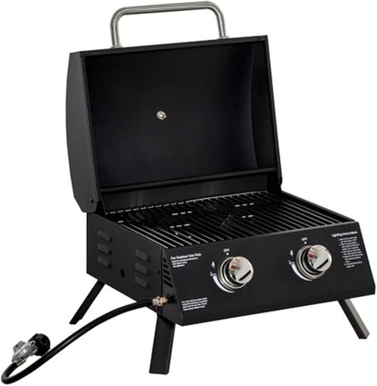 Portable Charcoal Grill with Piezo Ignition & Thermometer – Compact 21.75" Foldable BBQ Grill for Camping, Lightweight Smoker Box with Cool-Touch Handles & Removable Ashtray