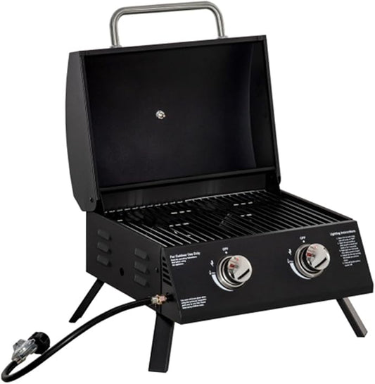 Portable Charcoal Grill with Piezo Ignition & Thermometer – Compact 21.75" Foldable BBQ Grill for Camping, Lightweight Smoker Box with Cool-Touch Handles & Removable Ashtray