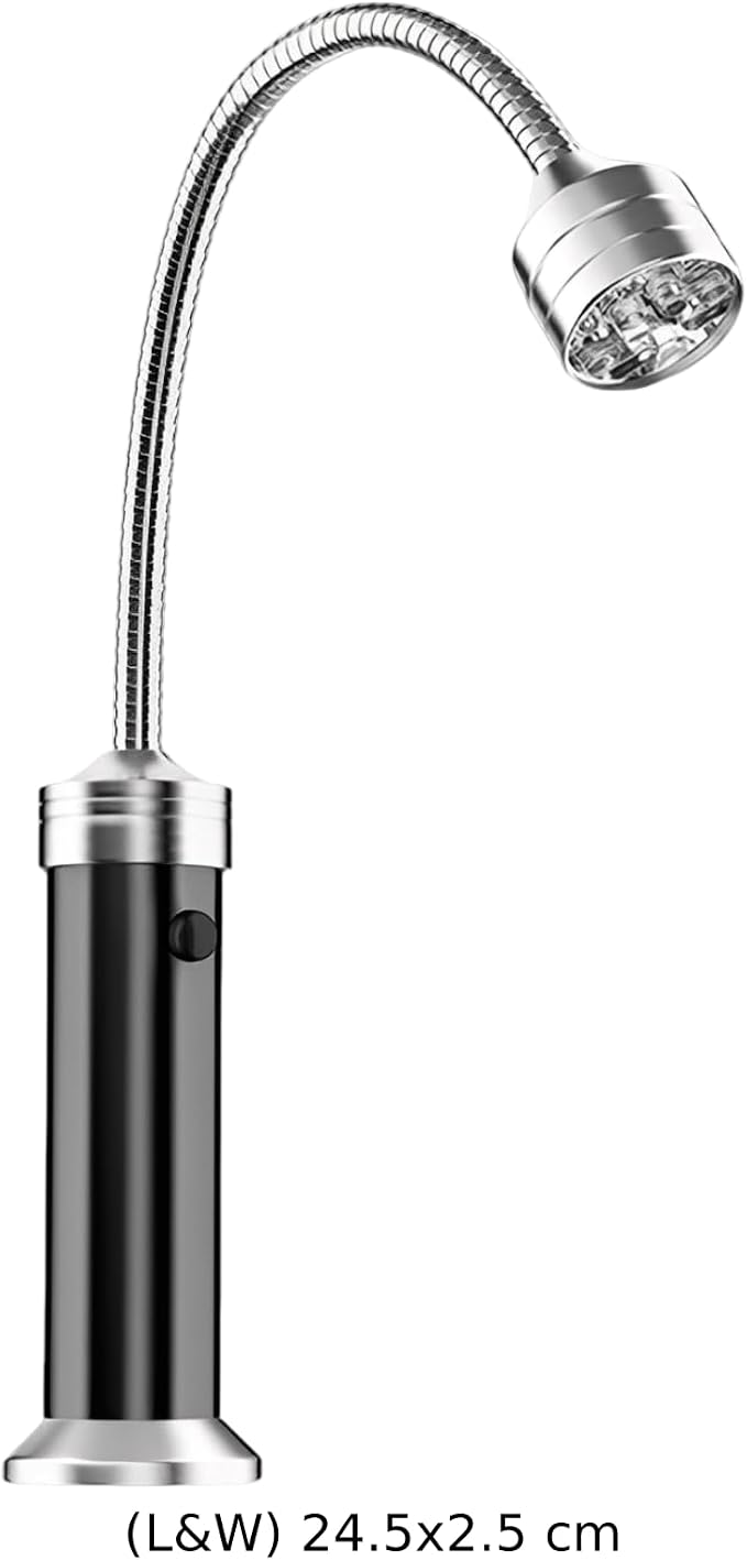 BBQ Grill Light with Attachment Force Base, 360 Degree Flexible Gooseneck, 9 LED, Black, Portable with Plastic Case, for Grilling, Repairing, Camping, 7.1 x 4.7 x 1.8 in, 18 x 12 x 4.6 cm