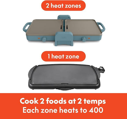 bella 10"x20" Fold and Store Griddle, Non-Toxic, Ceramic Coating, Surf