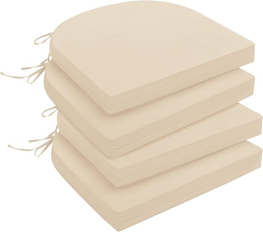 downluxe Outdoor Chair Cushions Set of 4 for Patio Furniture, Water-Resistant Patio Chair Cushions with Ties, High Density Foam Outdoor Seat Cushion, 17" X 16" X 2", Beige