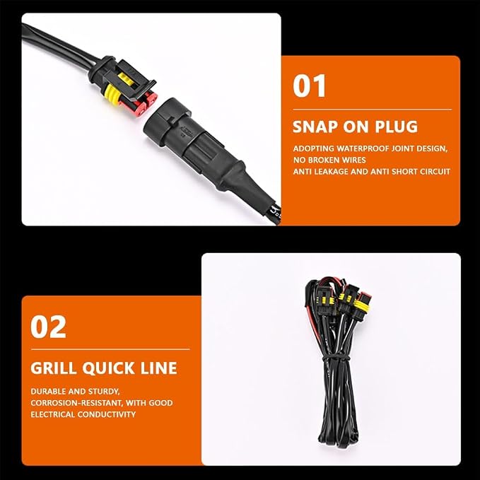4PCS Amber LED Front Grille Llight Clip On for 2024 2025 Toyota Tacoma SR/SR5 OEM Off-Road Front Grille Light with Wiring Harness and Fuse
