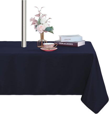 Fitable Outdoor Tablecloth for 6ft Rectangle Tables, Navy, 60 x 102 Inch | Washable Waterproof Wrinkle Free Table Cover, Zipper and Umbrella Hole, For Spring Summer Party Picnic Camping Patio Indoor