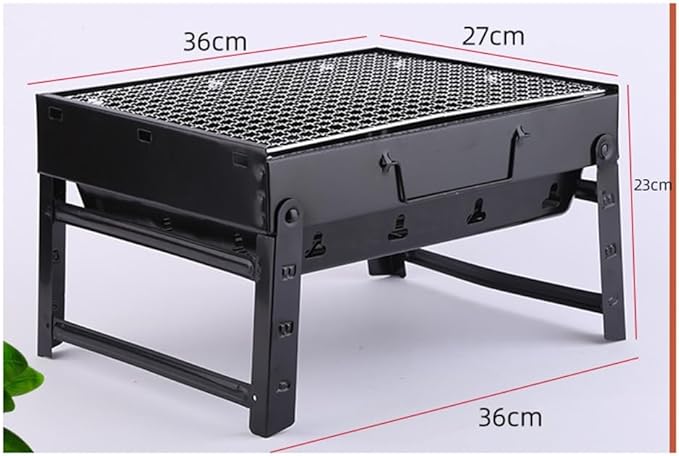 Portable Charcoal Grill for Camping BBQ Grills Outdoor Barbecue Grill Smokeless Folding Black Steel Stove with Pull-Out Ash Tray,35 * 27 * 19.5Cm-D