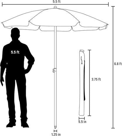 PICNIC TIME 5.5 Ft Portable Beach Umbrella, Lightweight UV Protection Sunshade with Tilt Pole & Carry Bag, Outdoor Canopy Umbrella for Beach, Sand, Pool, Patio, Camping, Travel, or Backyard Shade, (Red)