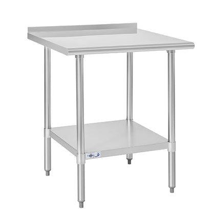 Profeeshaw Stainless Steel Prep Table 30''x30'' Workbench with Backsplash | NSF Commercial Metal Work Table, with Undershelf, Heavy Duty Table, for Kitchen, Restaurant, Home, Gargae and Hotel, 18-gauge