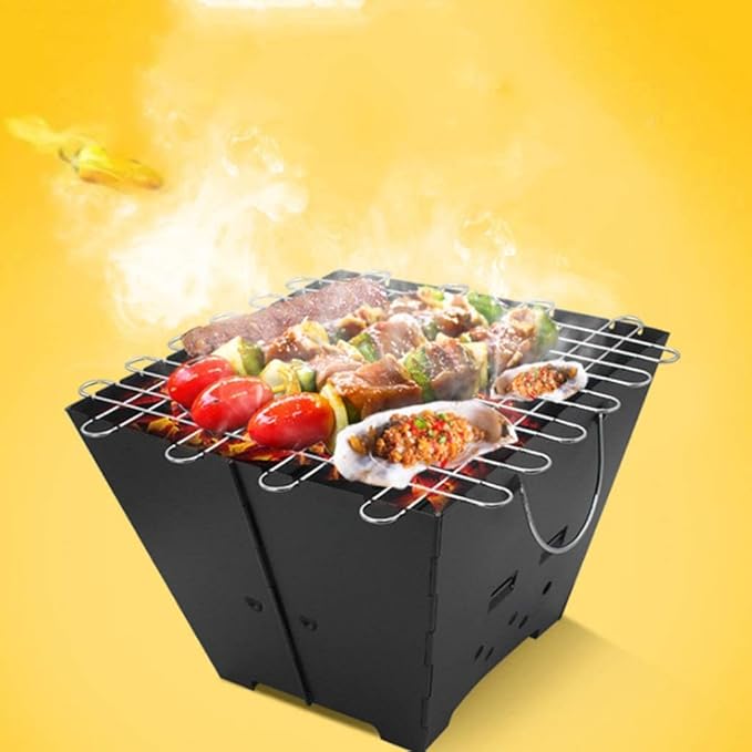 IRYZE Portable Charcoal Grill Square Folding Barbecue Grill Outdoor Compact Lightweight BBQ Grill Party Dinner Charcoal Grill BBQ Grill for Outdoor