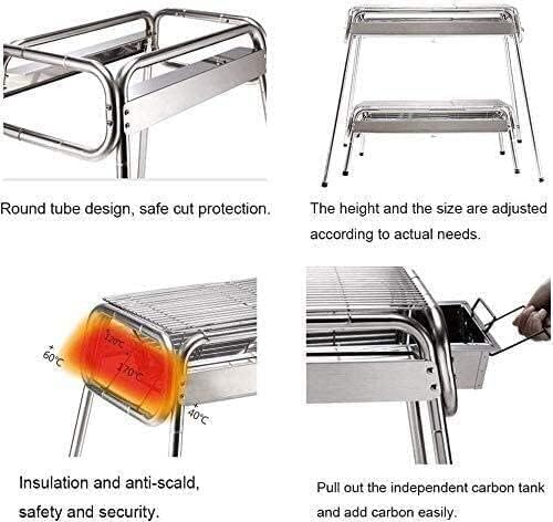 Charcoal Grill Portable Stainless Steel Charcoal Barbecue Grill with Adjustable Legs Folding Charcoal BBQ Grill for Outdoor BBQ Grill