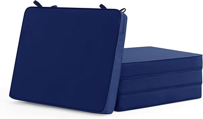 Summsun Outdoor Chair Cushions Set of 4: Water Resistant Seat Cushion for Patio Furniture - 18.5 x 16 x 2 Inch Chair Pads with Ties and Hidden Zipper - Patio Chair Cushion Replacement, Navy
