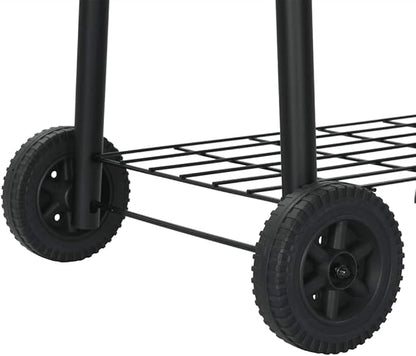 Charcoal Offset Smoker with Side Firebox, Thick Metal Body for Heat Retention, Integrated Thermometer, Front Shelf and Storage Shelf, 2 Wheels for Easy Mobility, BBQ Smoker