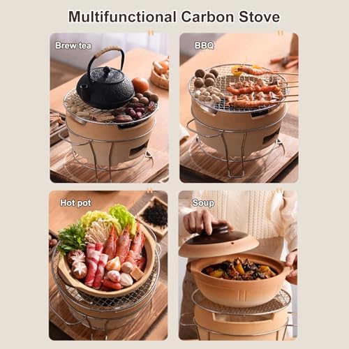 Large Ceramic Charcoal Grill Set for Outdoor Cooking Ideal for Home Picnics Camping and Tea Brewing Tabletop BBQ Grill
