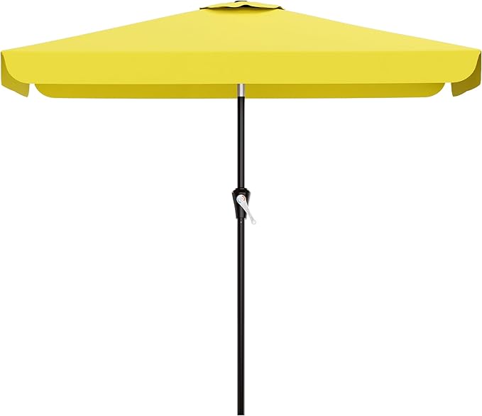 AreShark 6.5 x 10 FT Rectangular Valance Patio Umbrella, Outdoor Umbrella with Tilt and Crank, Market Table Umbrellas W/ 6 Ribs UV Protection for Garden, Deck, Backyard and Pool, Yellow