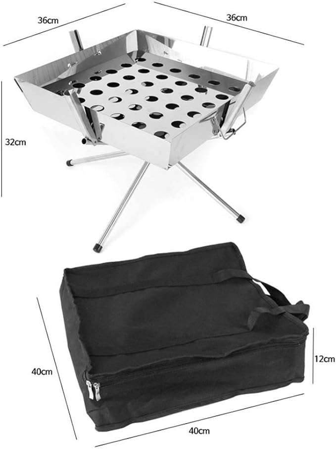 Outdoor Multi-Function Barbecue Grill, Stainless Steel Charcoal Portable Camping Charcoal Barbecue Grill Compact Barbecue Travel, Picnic Suitable for 2-4 People (36 * 32Cm)