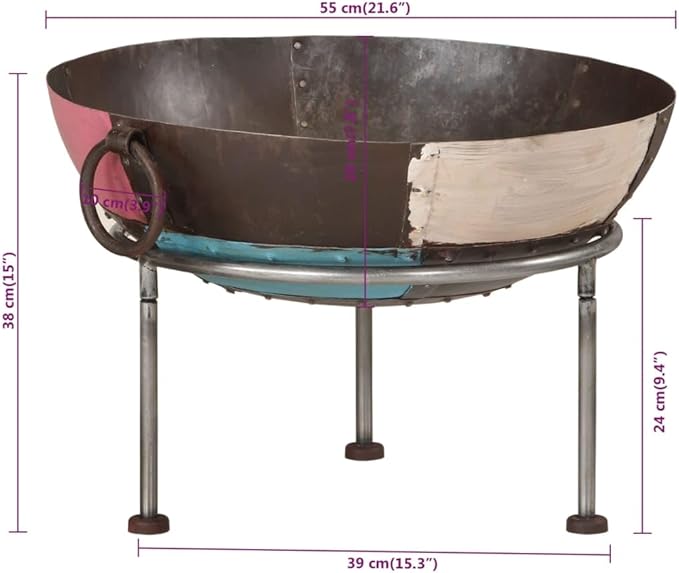 21.7 Inch Iron Fire Pit, Portable Outdoor Fire Bowl for Backyard, Patio, and Garden Heating with Three Sturdy Legs and Convenient Handles