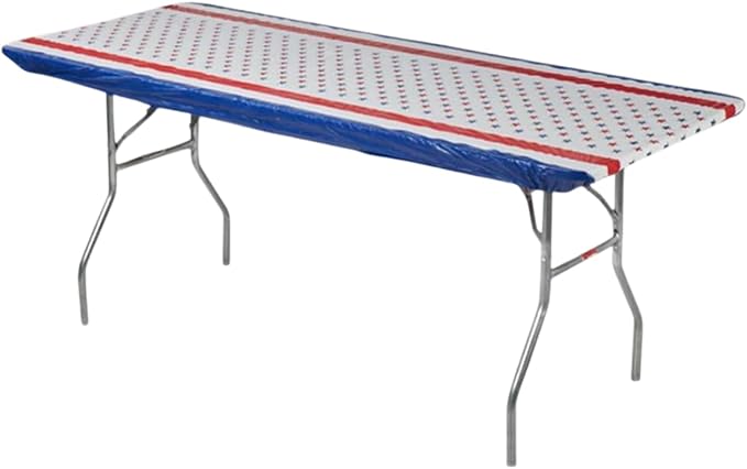 6' Rectangle Plastic Table Covers 30" x 72", Bundle of 5 (Patriotic)