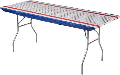 6' Rectangle Plastic Table Covers 30" x 72", Bundle of 5 (Patriotic)