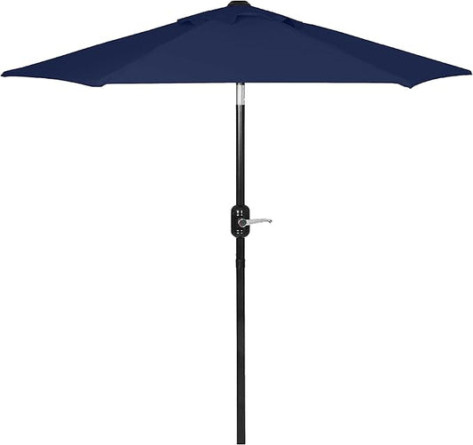 6 Ft Outdoor Patio Umbrella, Easy Open/Close Crank and Push Button Tilt Adjustment - Navy Blue Market Umbrellas