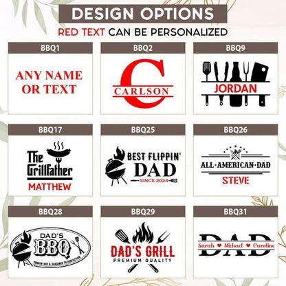 Custom Engraved BBQ Grill Set for Dad, 11 Pcs Grill Tool Set, Personalized Father’s Day BBQ Gift for Dad, Best Dad Barbecue Accessories, Stainless Steel Grill Tools with Wooden Case, BBQ Gifts for Men
