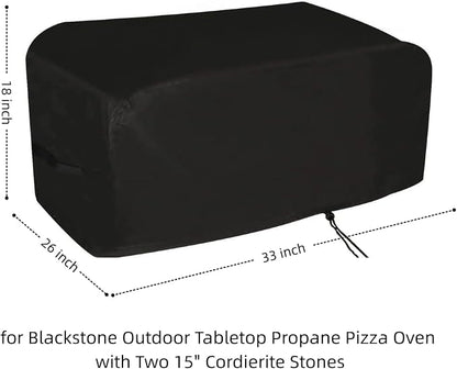 Pizza Oven Cover for Blackstone Tabletop Oven with 15" Cordierite Stone | 33x26x18,Waterproof Dustproof Heavy Duty Oxford Fabric,for Blackstone 15in Pizza Maker 6964/6963/6962/6961/6960