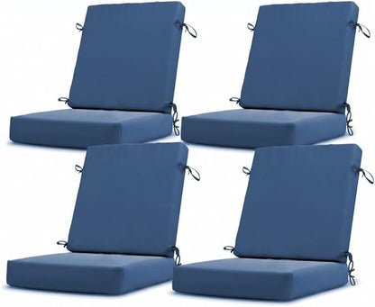 California Umbrella Outdoor Dining Chair, Set of 4 Patio Seat Cushions, 20 x 40 Inch, Premium Outdoor Memory Foam, Fade Resistant, Sunbrella Fabric, Fabric Ties, Regatta