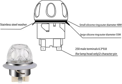 G9 High Temperature Resistance 500 Degrees 120V 25W Steam Oven Lamp, Round Glass Cover Resistant to High Temperature, G9 Halogen Bulb, Ceramic Holder, Cut-out 35.5mm Diameter (120V 25W(35# HB))