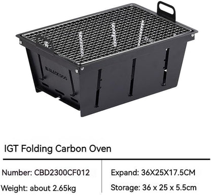 Blackdog Camping Charcoal Grill for IGT Table, Foldable Barbecue Grill, Portable Yakitori Grill for Outdoor Car Camping Cooking Tailgating