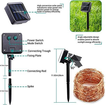 Lomotech Solar Fairy Lights Outdoor, 2 Pack Total 66ft 200 LED,Blue | Solar String Lights Waterproof 8 Modes Twinkle Lights for Outdoor, Patio, Garden, Yard, Party, Wedding, Tree Decoration