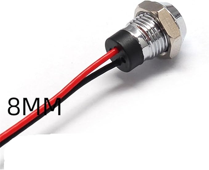 8mm Socket Head Waterproof 12v 24v 220v 110v Kitchen Equipment Pilot Lamp Led Indicator Light with Wire(RED 220V)
