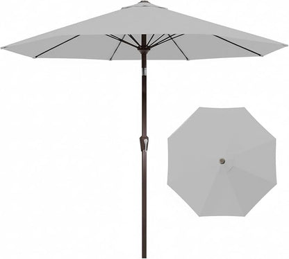 9FT Auto-Tilt Patio Umbrella|Outdoor Market Table Umbrella with 8 Fiberglass Ribs for Pool,Deck&Backyard